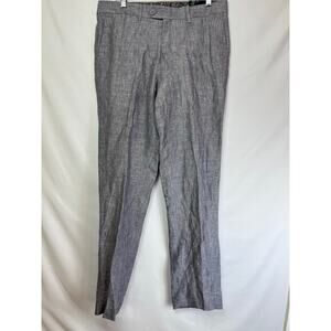 NWT Bar III Men 34x34 Gray 100% Linen Slim Fit Flat Front Straight Leg DressPant